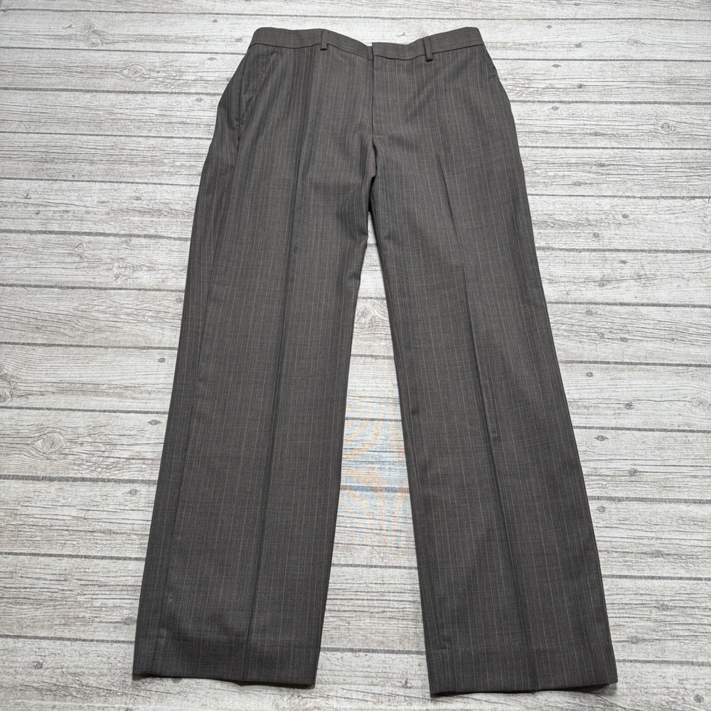 Banana Republic Dress Pants Men's 34x32 Brown Pinstripe Modern Fit Wool Trousers